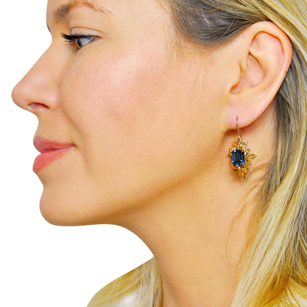 BOUCLE D'OREILLE OR VÉNITIEN 14K & QUARTZ BLEU - MY LITTLE VENDOME