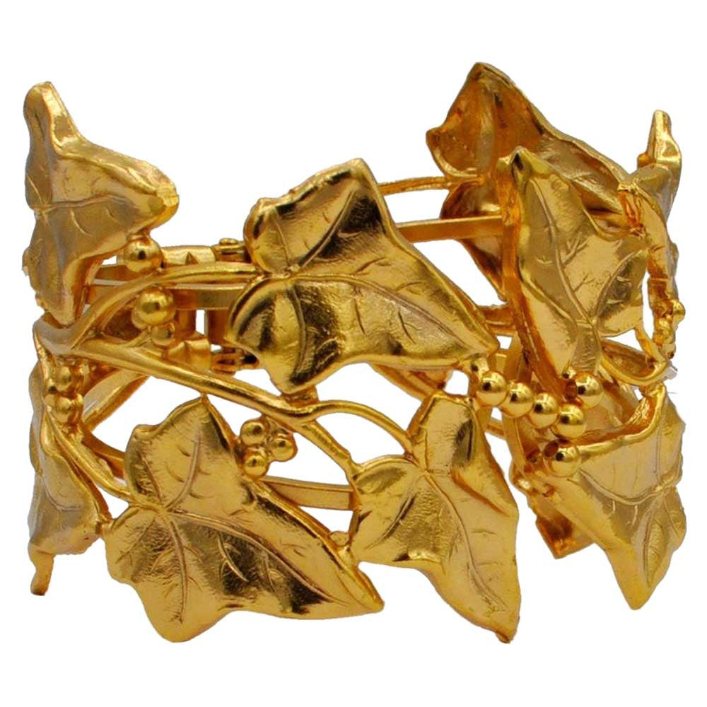 BRACELET MANCHETTE DORE EN OR VENITIEN - FEUILLE - MY LITTLE VENDOME