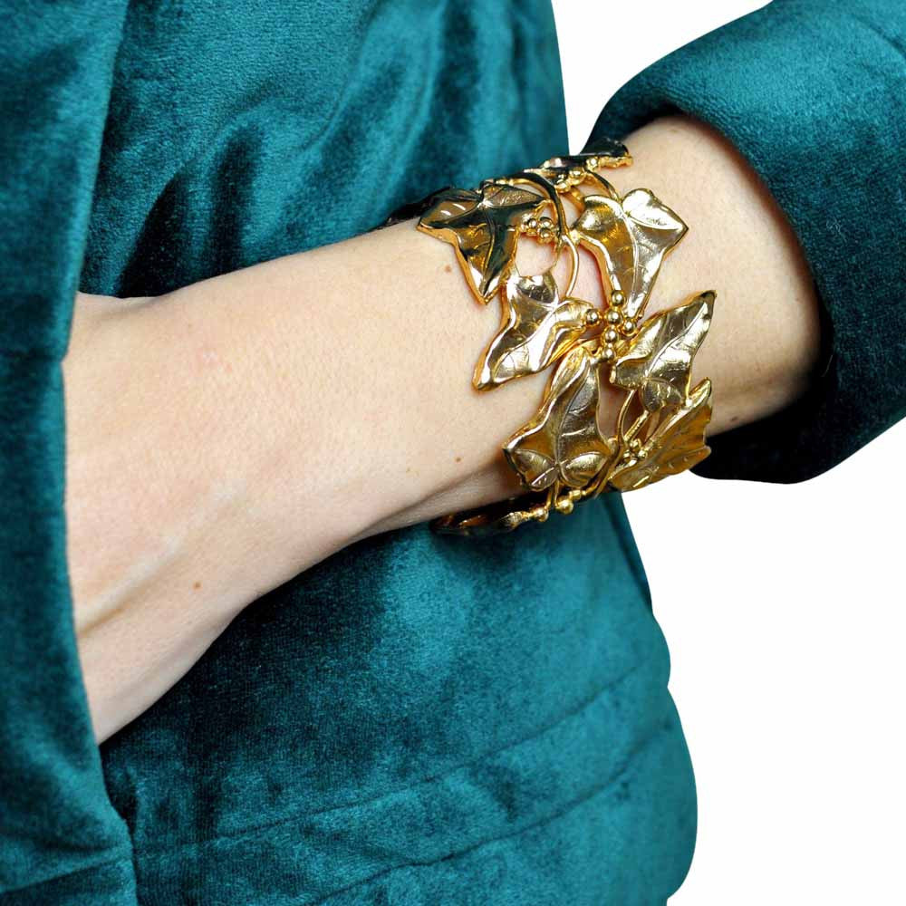 BRACELET MANCHETTE DORE EN OR VENITIEN - FEUILLE - MY LITTLE VENDOME