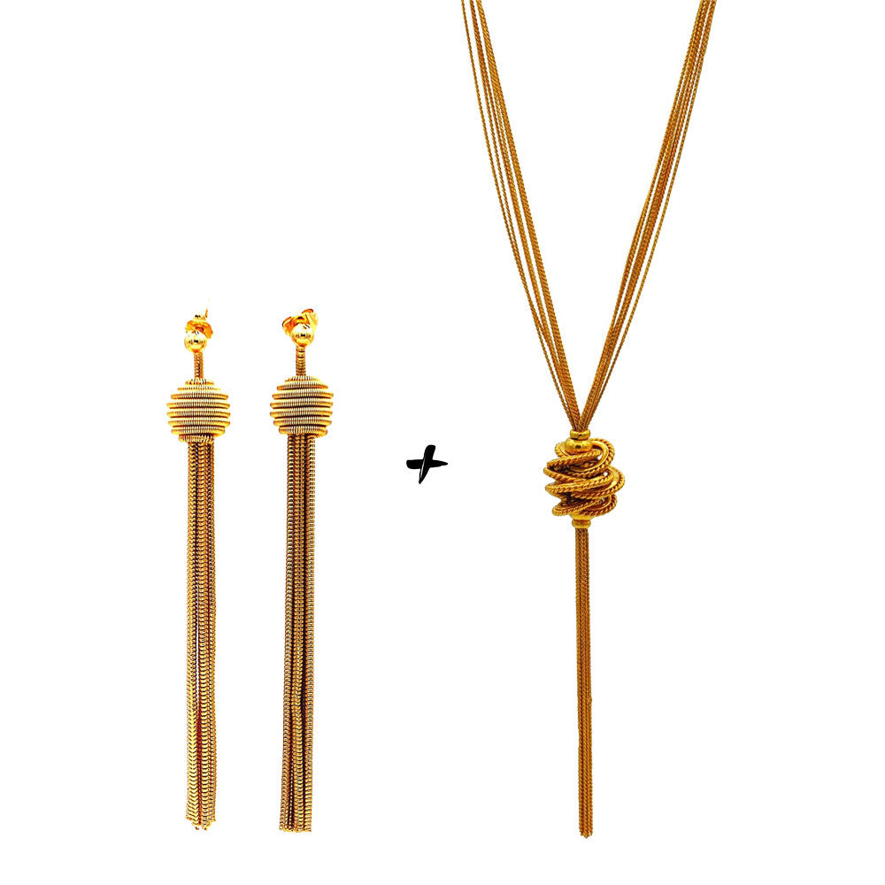 PARURE BIJOUX CADEAU FEMME POMPONS: Collier + BOUCLE D'OREILLE - MY LITTLE VENDOME