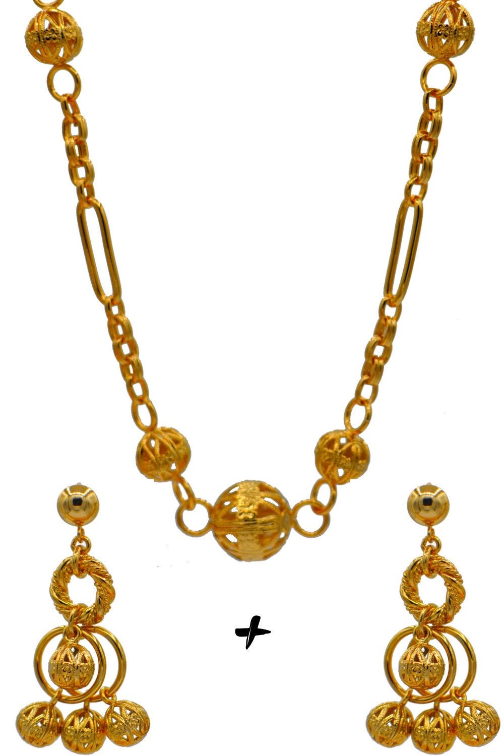 PARURE BIJOUX CADEAU FEMME POMPONS: COLLIER + BOUCLE D'OREILLE - MY LITTLE VENDOME